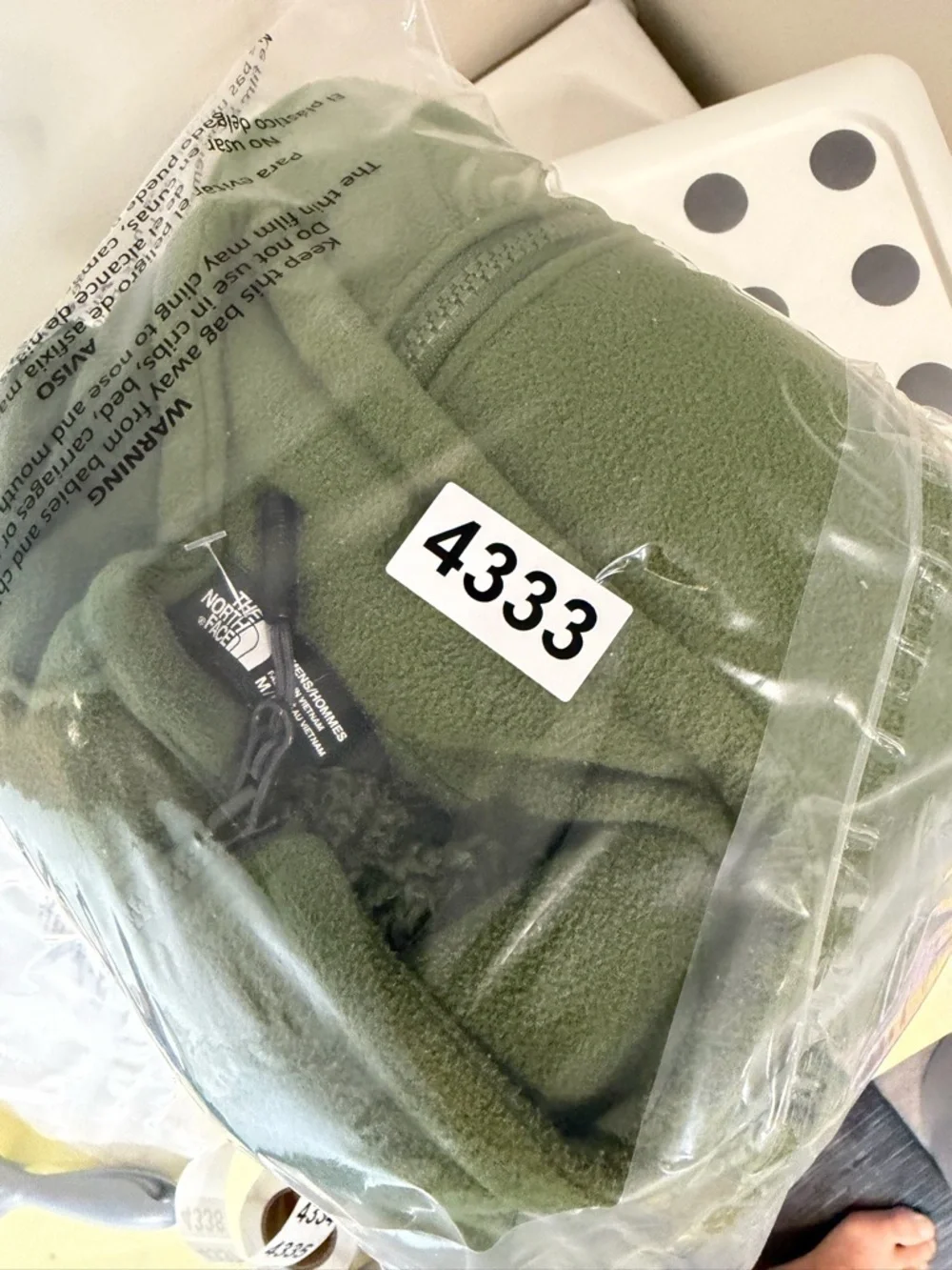 The North Face Medium Olive Green Fleece Jacket with Contrast Chest Pocket